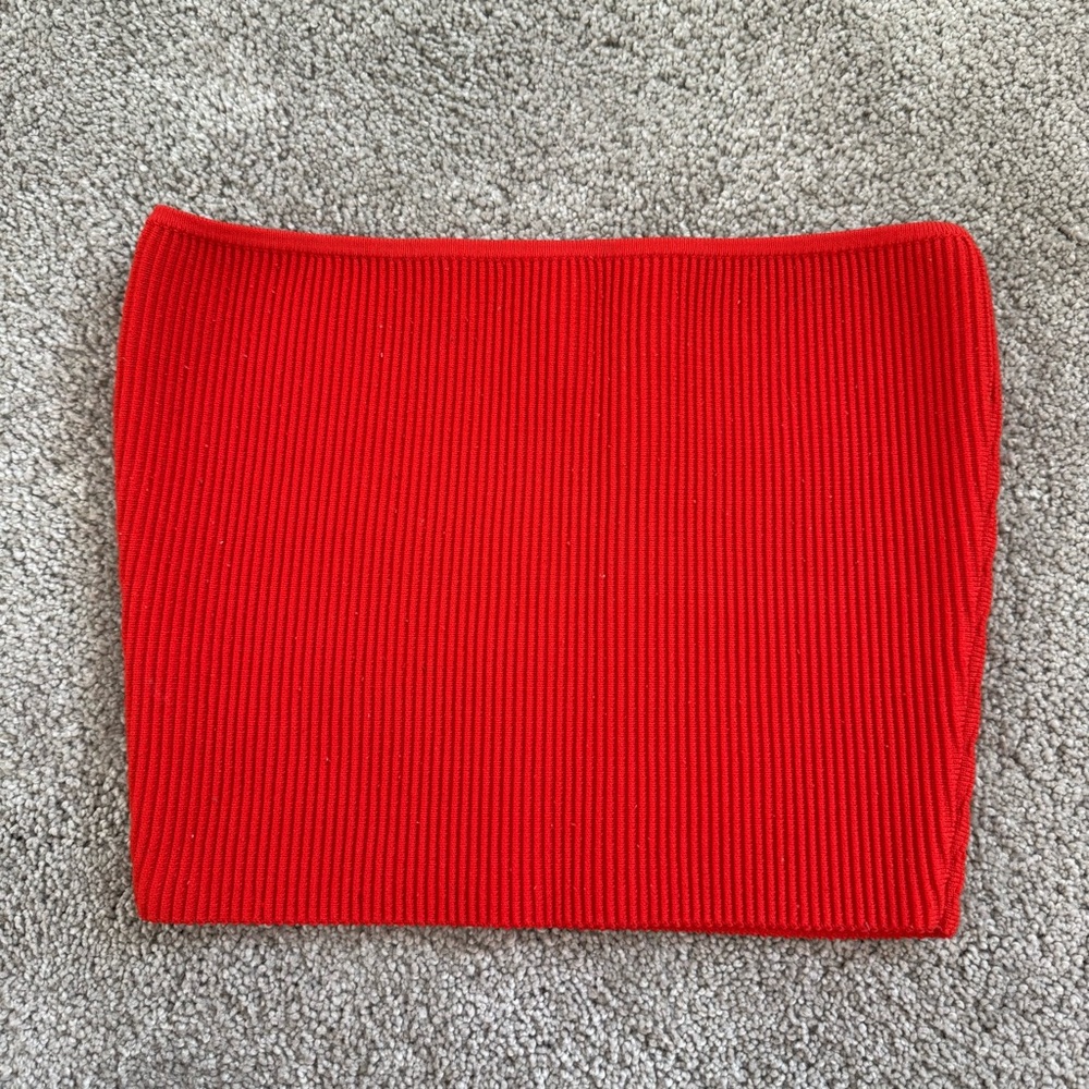 Babaton Red Ribbed Tube Top